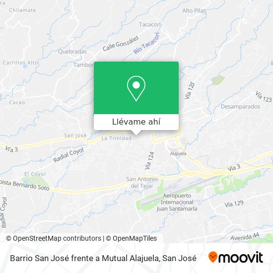 Mapa de Barrio San José frente a Mutual Alajuela
