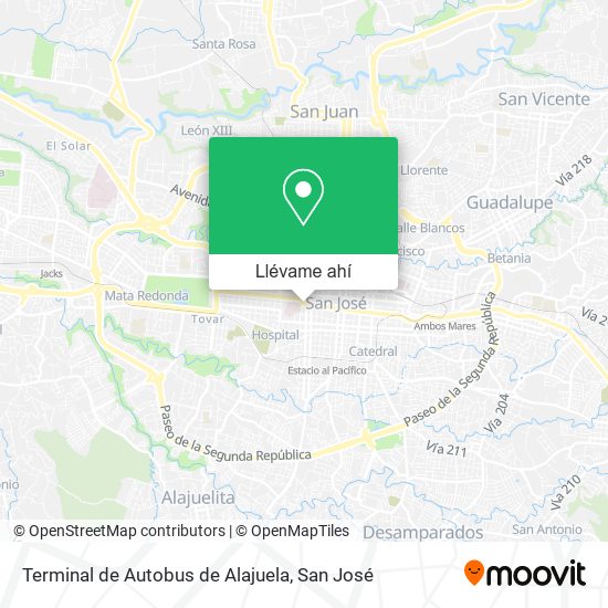 Mapa de Terminal de Autobus de Alajuela