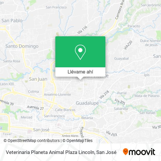 Mapa de Veterinaria Planeta Animal Plaza Lincoln