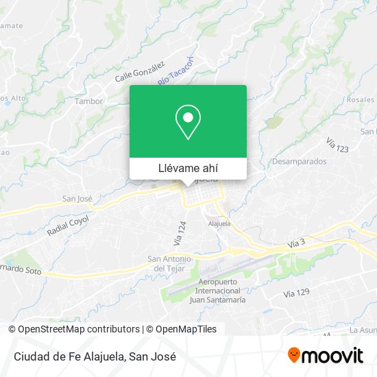 Mapa de Ciudad de Fe Alajuela