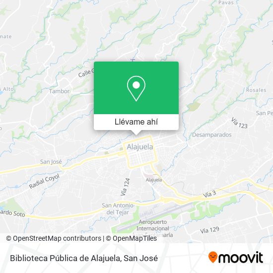 Mapa de Biblioteca Pública de Alajuela