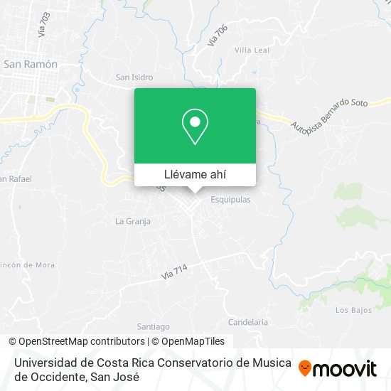 Mapa de Universidad de Costa Rica Conservatorio de Musica de Occidente