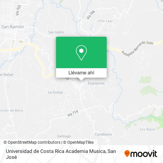 Mapa de Universidad de Costa Rica Academia Musica