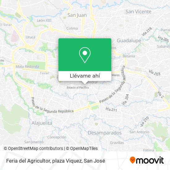 Mapa de Feria del Agricultor, plaza Viquez