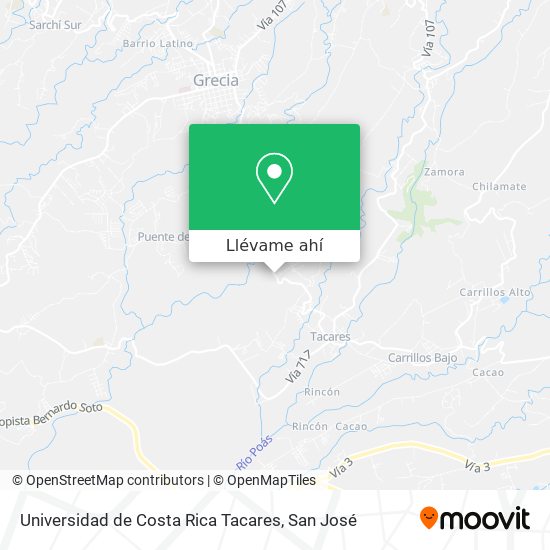 Mapa de Universidad de Costa Rica Tacares