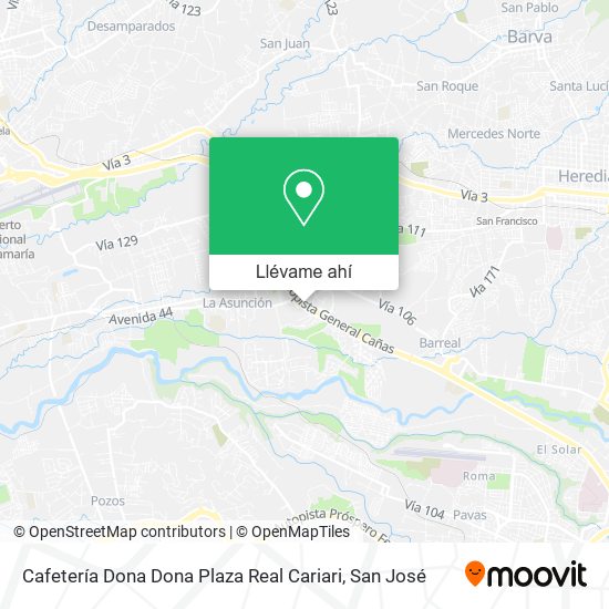 Mapa de Cafetería Dona Dona Plaza Real Cariari