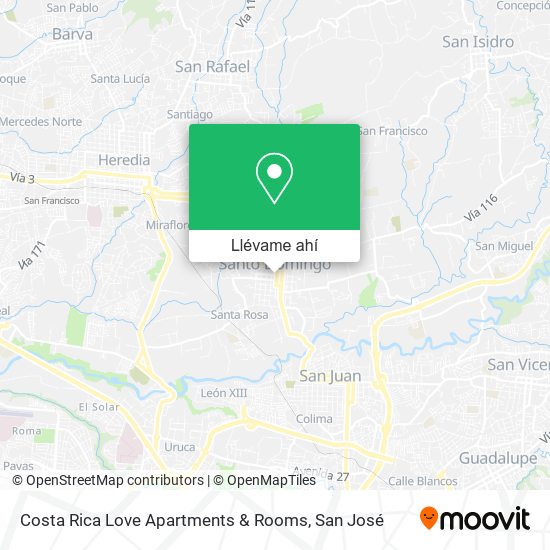 Mapa de Costa Rica Love Apartments & Rooms
