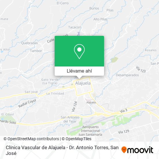 Mapa de Clínica Vascular de Alajuela - Dr. Antonio Torres