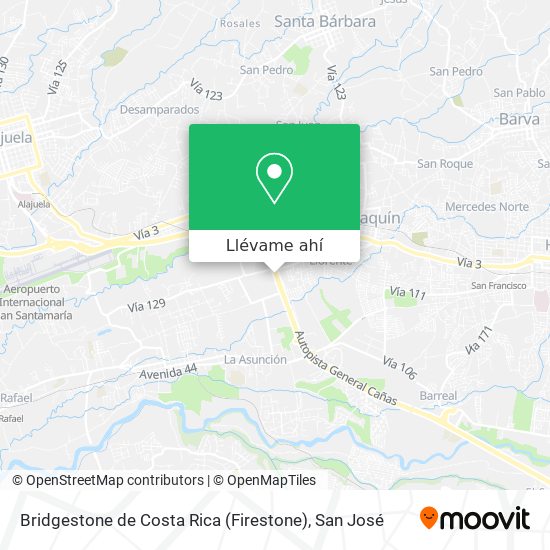 Mapa de Bridgestone de Costa Rica (Firestone)