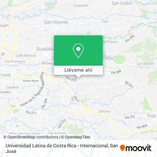 Mapa de Universidad Latina de Costa Rica - Internacional