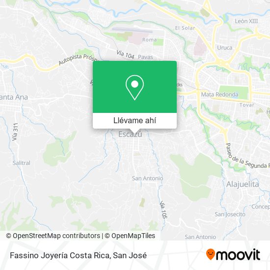 Mapa de Fassino Joyería Costa Rica