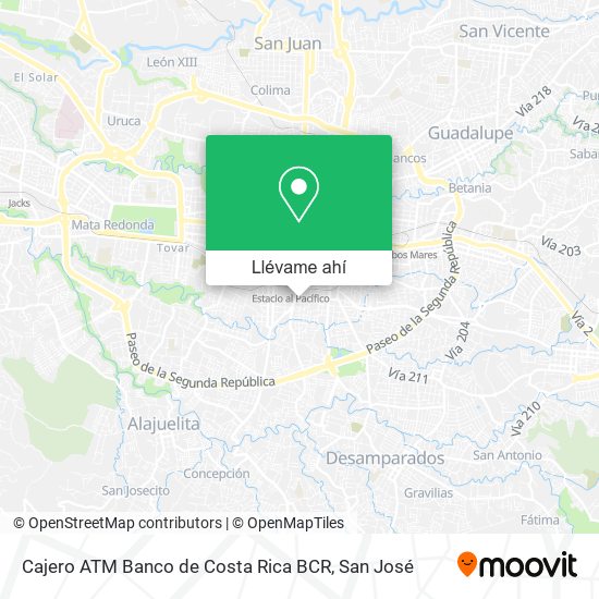 Mapa de Cajero ATM Banco de Costa Rica BCR