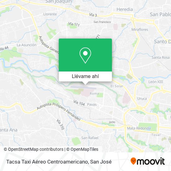 Mapa de Tacsa Taxi Aéreo Centroamericano