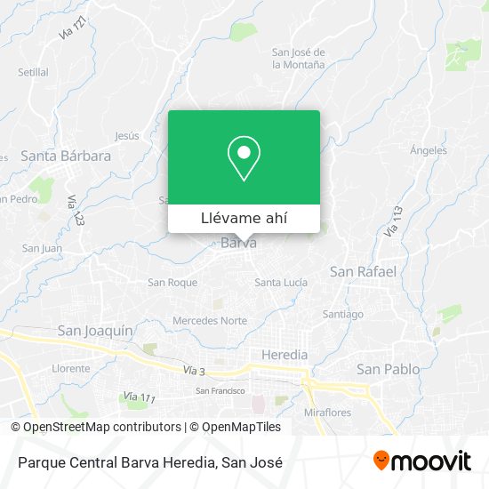 Mapa de Parque Central Barva Heredia
