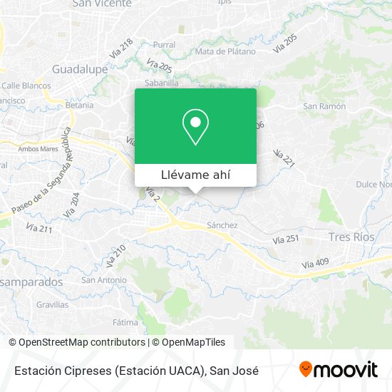 Mapa de Estación Cipreses (Estación UACA)