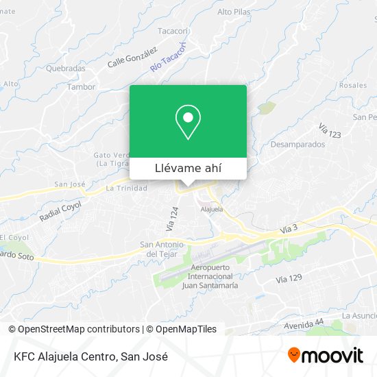 Mapa de KFC Alajuela Centro