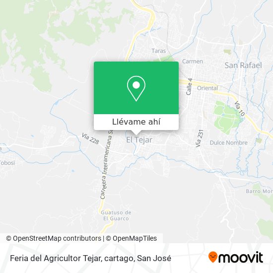 Mapa de Feria del Agricultor Tejar, cartago