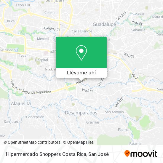 Mapa de Hipermercado Shoppers Costa Rica