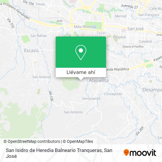 Mapa de San Isidro de Heredia Balneario Tranqueras
