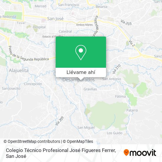 Mapa de Colegio Técnico Profesional José Figueres Ferrer