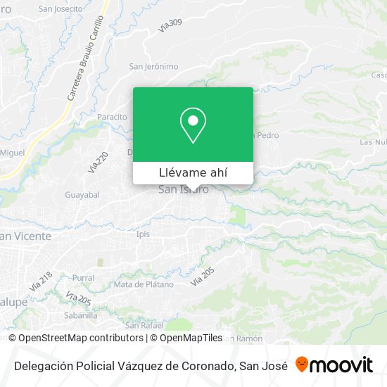 Mapa de Delegación Policial Vázquez de Coronado