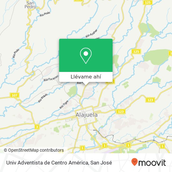 Mapa de Univ Adventista de Centro América