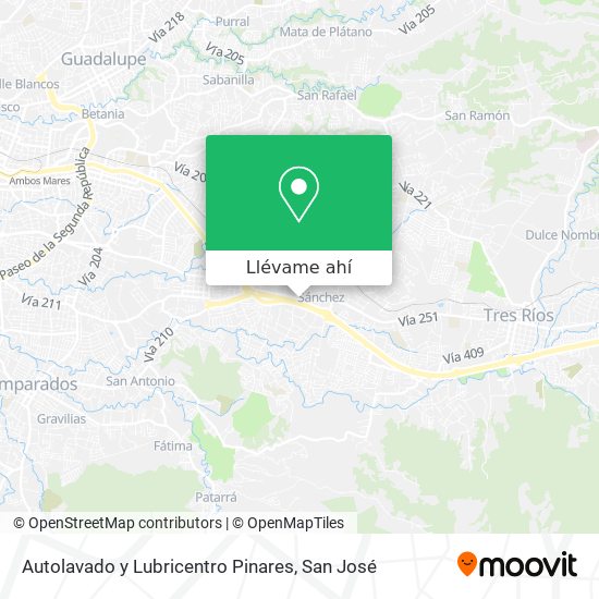 Mapa de Autolavado y Lubricentro Pinares