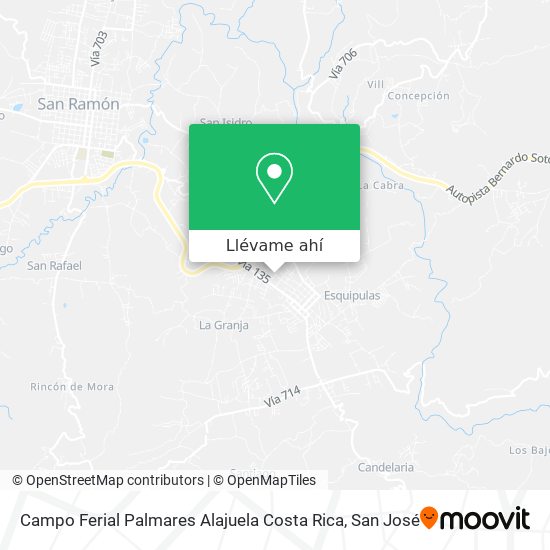 Mapa de Campo Ferial Palmares Alajuela Costa Rica