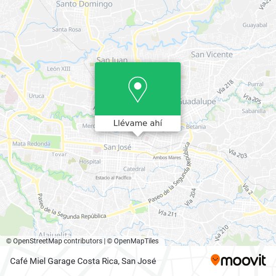 Mapa de Café Miel Garage Costa Rica