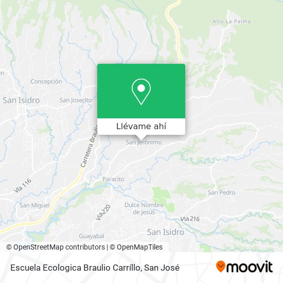 Mapa de Escuela Ecologica Braulio Carríllo