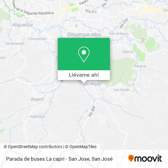 Mapa de Parada de buses La capri - San Jose