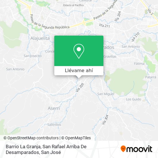 Mapa de Barrio La Granja, San Rafael Arriba De Desamparados