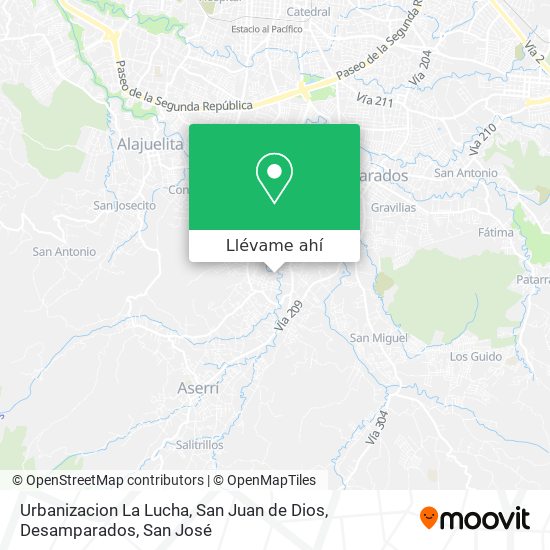 Mapa de Urbanizacion La Lucha, San Juan de Dios, Desamparados