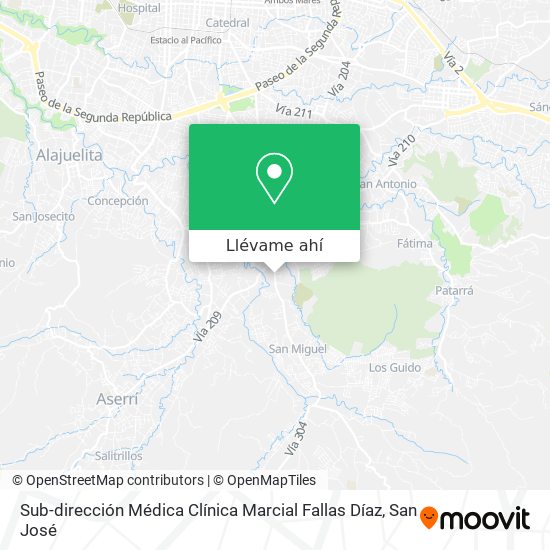 Mapa de Sub-dirección Médica Clínica Marcial Fallas Díaz