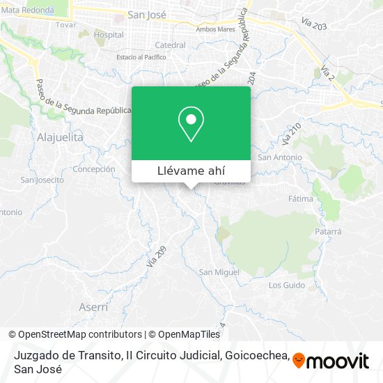 Mapa de Juzgado de Transito, II Circuito Judicial, Goicoechea