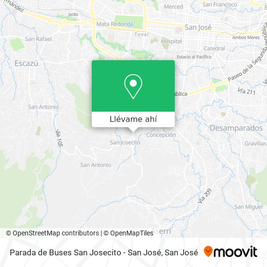 Mapa de Parada de Buses San Josecito - San José