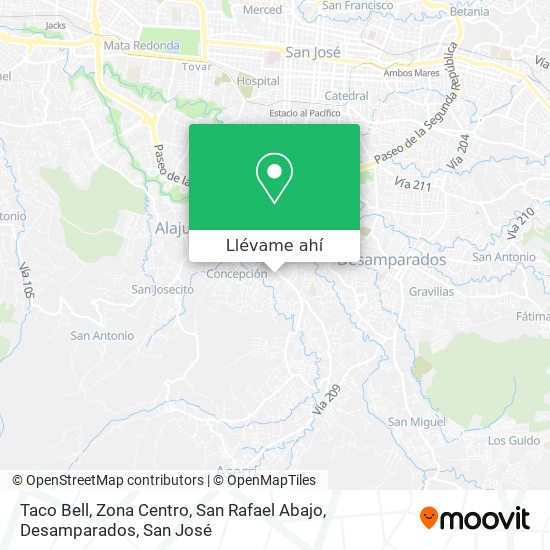 Mapa de Taco Bell, Zona Centro, San Rafael Abajo, Desamparados