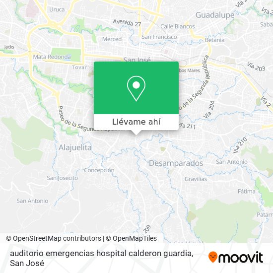 Mapa de auditorio emergencias hospital calderon guardia