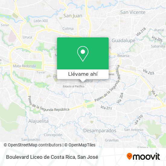 Mapa de Boulevard Liceo de Costa Rica