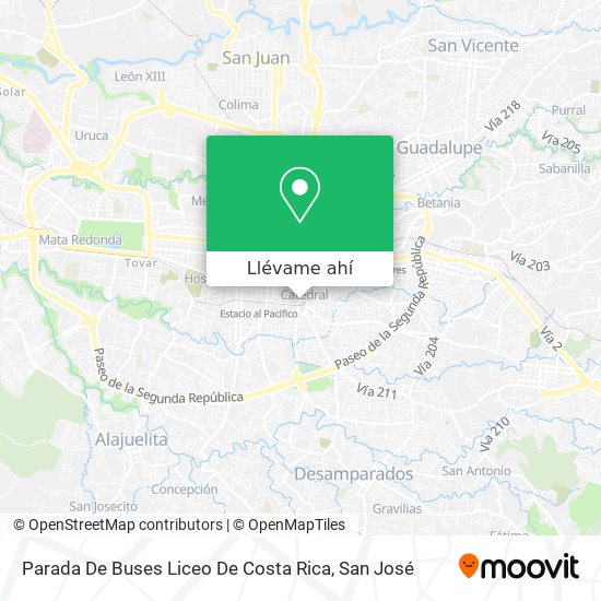 Mapa de Parada De Buses Liceo De Costa Rica