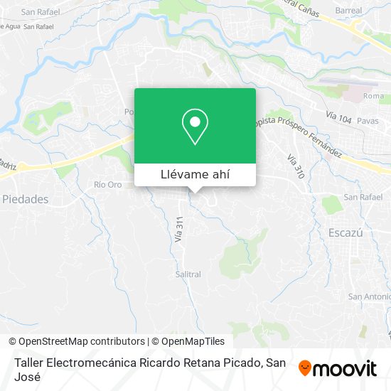 Mapa de Taller Electromecánica Ricardo Retana Picado