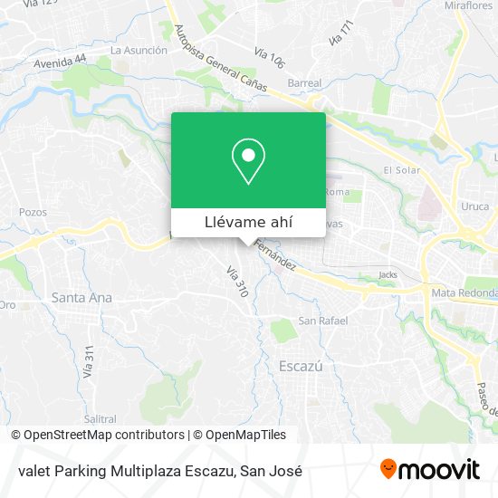 Mapa de valet Parking Multiplaza Escazu