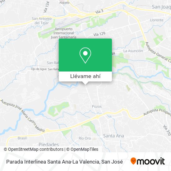 Mapa de Parada Interlinea Santa Ana-La Valencia
