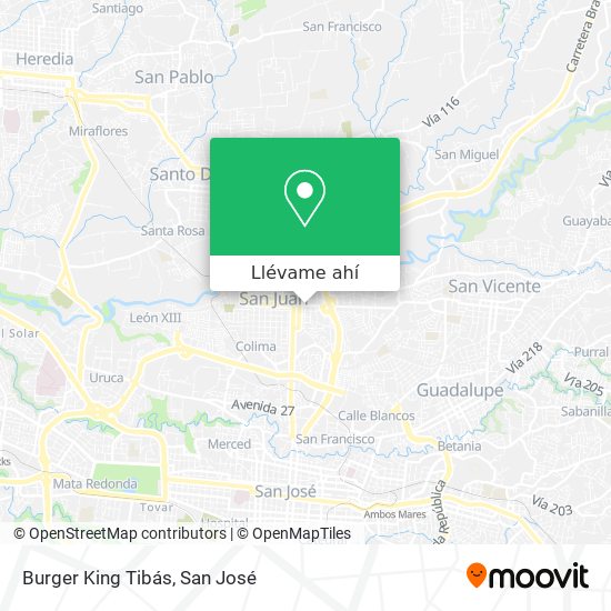 Mapa de Burger King Tibás
