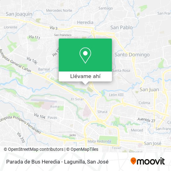 Mapa de Parada de Bus Heredia - Lagunilla