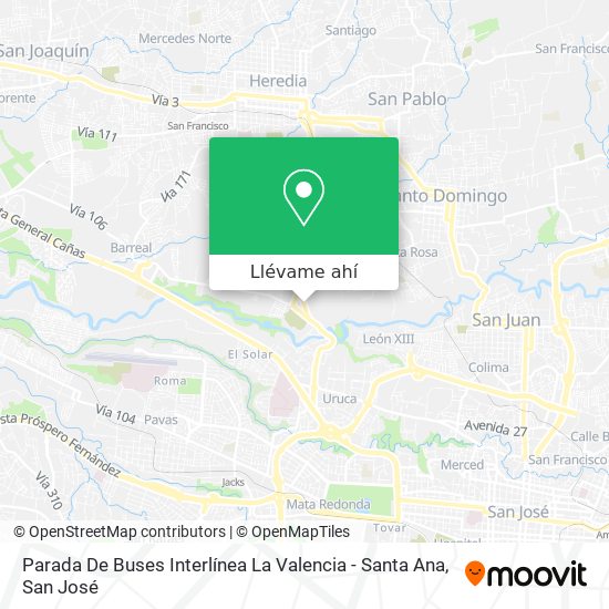 Mapa de Parada De Buses Interlínea La Valencia - Santa Ana