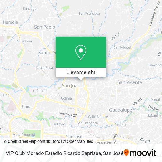 Mapa de VIP Club Morado Estadio Ricardo Saprissa