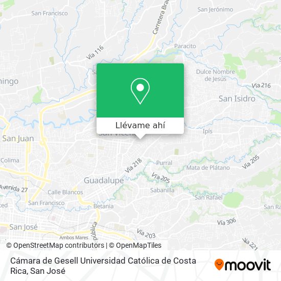 Mapa de Cámara de Gesell Universidad Católica de Costa Rica