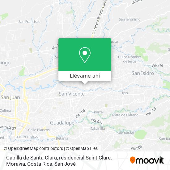 Mapa de Capilla de Santa Clara, residencial Saint Clare, Moravia, Costa Rica