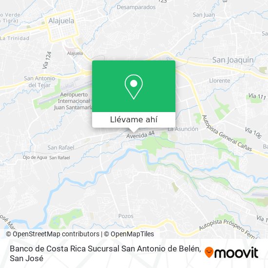 Mapa de Banco de Costa Rica Sucursal San Antonio de Belén